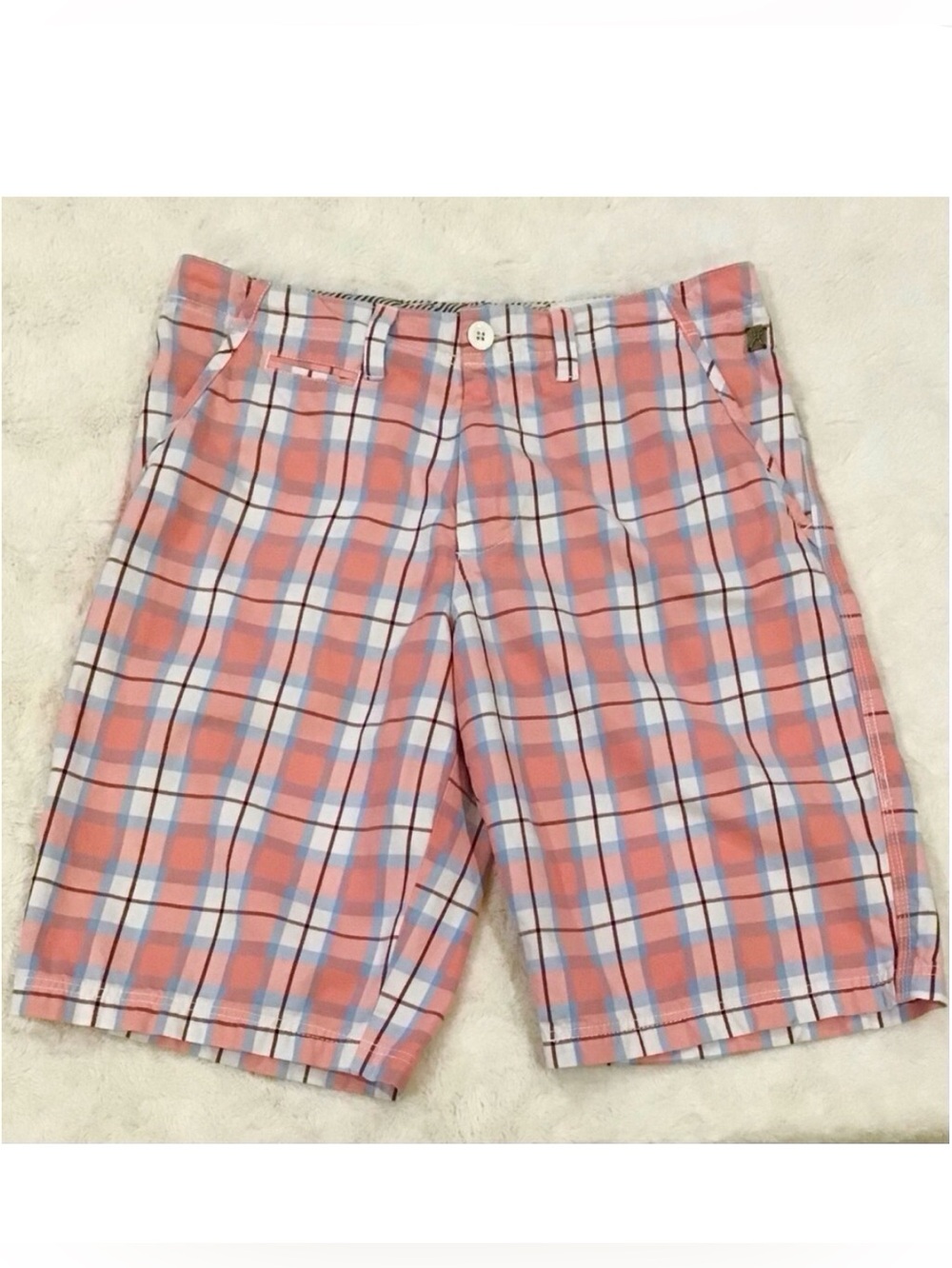 Marc Ecko Size 32 Plaid Pink Men’s Shorts Measures 34x11.5 Preppy Golf